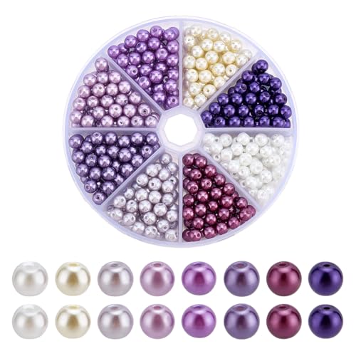 Listado de Collares Morados - los más vendidos. 45 HOBBIESAY 368 perlas de cristal de 8 colores al por mayor, redondas, de color morado, pequeñas perlas de imitación, perlas sueltas para mujeres, pulseras, collares, fabricación...