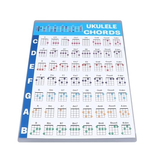 RiToEasysports Tabla de Acordes de Ukelele Guía de Referencia Educativa Duradera para Intérpretes Principiantes de Ukelele (S 100x40x0,3 cm/39,4x15,7x0,1 pulgadas)