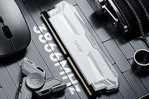 Image of Lexar ARES RGB DDR4 RAM 16GB Kit (8GB x 2) 3866 MHz, DRAM 288-Pin U-DIMM Desktop Memory, XMP 2.0 High Performance Computer Memory, CL18-20-20-39, PC4-30900, White (LD4EU008G-R3866GDWA)