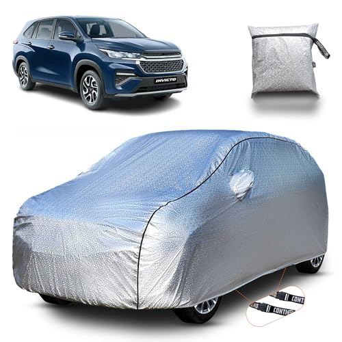 Image of Continental [SilverGuard] Dual Belts Extra Protection Maruti Invicto Car Cover (2023-2026) Build with Triple Stitched, Waterproof & Dustproof Car Cover for Invicto (Metallic Silver).