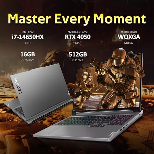 Image of Lenovo Legion 5 16 inch WQXGA 165Hz Gaming Laptop, Intel i7-14650HX, 16GB DDR5, 1.5TB Storage (512GB SSD+1TB Docking Station Set), GeForce RTX 4050, 4-Zone RGB Backlit Keyboard, Wi-Fi 6E, Win 11 Pro, Grey
