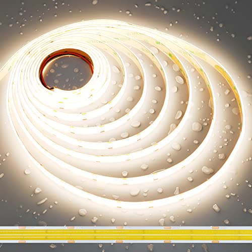 JOYLIT PRO+ Striscia LED COB 24V 5M Doppia Fila 4000K Impermeabile, CE UL 3100LM/M Alta Luminosità 25W/M CRI 95+ Illuminazione Nastri Luce, 960LEDs/M 12MM Bianco Naturale Strip LED (Solo Luci)