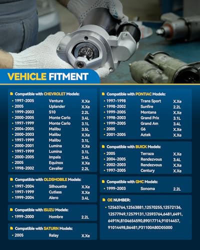 Image of PHILTOP 6491N Starter 1.4KW Compatible with Chevrolet 1997-2005 Century | Starter for Equinox, Malibu, S10, Century, Impala, Cavalier, Grand Am, Rendezvous, G6, Venture, Uplander, Lumina, Montana