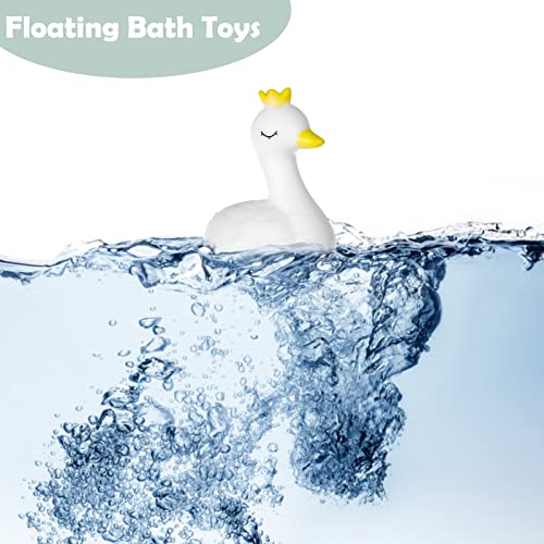 Hiunicorn 24-Pack Princess Swans With Crown Noisy Bath Toys Birthday Party Favors Supplies For Girls, White Mini Rubber Swans Desk Pets Kids Small Toys For Piñata Stuffer Hide & Seek Game Toys #TOP3