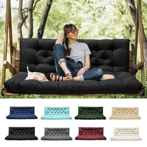 La mejor comparación de Columpios de porche los mejores 10. 41 Tycdiose - Cojines de columpio para porche con respaldo, cojines de repuesto impermeables para muebles de patio al aire última intervensión, cojines de banco de columpio para...