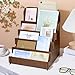 PH PandaHall 5-Tier Greeting Card Display Stand, Brown Wooden Card Holder Stand Postcard Rack for Retail Stores Postcards Stickers Stationery Vendors Craft Show Display, 11.8x11.8x14.2cm