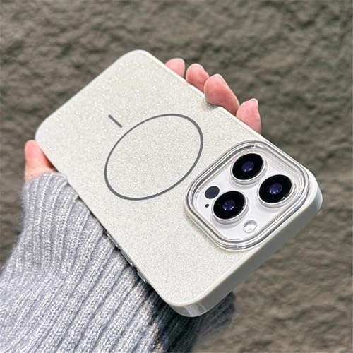 Coque silicone iPhone 13 Pro Max aimantée paillettes protection antichoc blanche