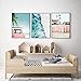 VOUORON Summer California Beach Palm Photo Coastal Wall Art Prints with Pink Surfboard Set of 3 (8”X10” Canvas Picture) Used for Bedroom Wall Art Printing Posters, Office Home Decor, No Frame