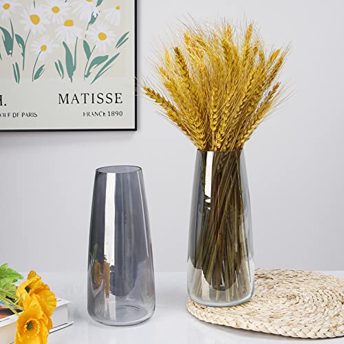 Flower Vase Large 8.66" Flower Glass Vase Handmade Ins Modern Style Vase For Centerpieces Wedding Home Living Room Kitchen Office Bedroom(Grey) #TOP16