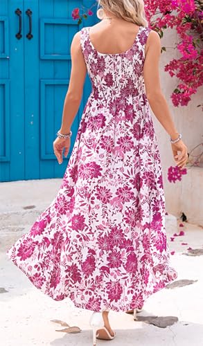 Image of Kormei Women's Casual Smocked Tank Dress Sleeveless High Low Flowy Summer Beach Tiered Loose Maxi Long Dresses