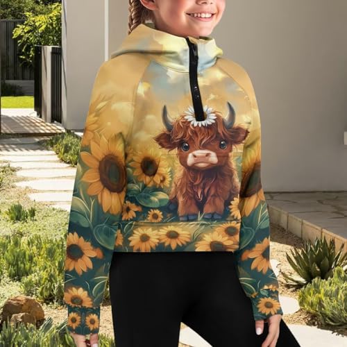 Upetstory Girls Half Zipper Collar Cropped Hoodies Pullover Tops Size 5-14 Years Old3