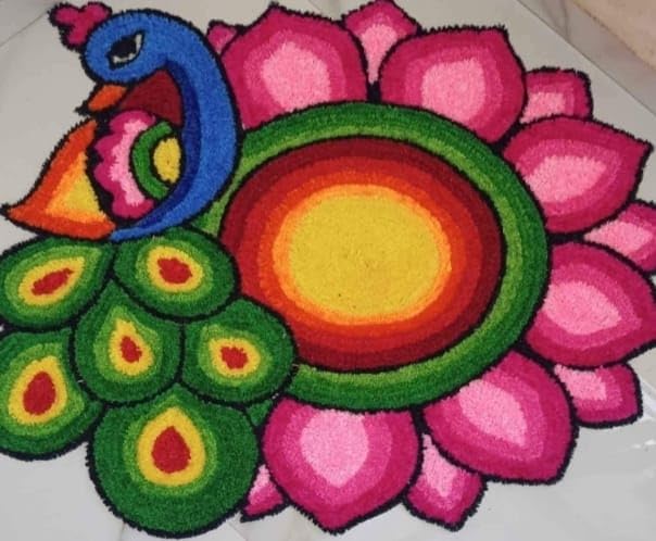 Woolan Rangoli Design Beautiful Rangoli Designs Of Peacocks 50+ Beautiful Peacock Rangoli