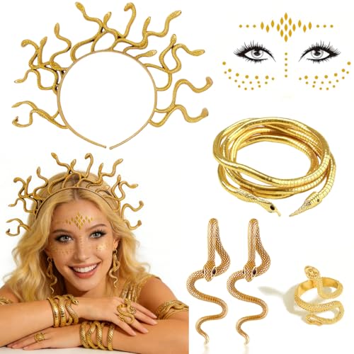 HUCHQIAI Medusa Kostüm Zubehör,Medusa Kopfschmuck Haarreif Schlangen,Medusa Stirnband,Griechische Göttin Karneval Kostüme Accessoires