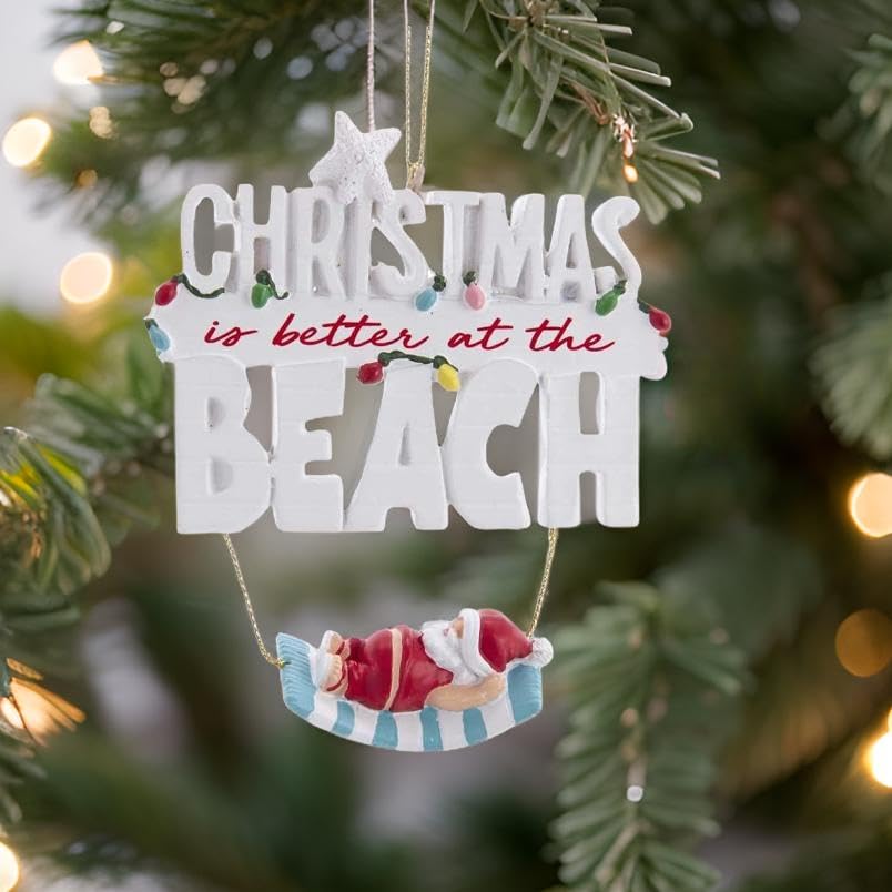 Weihnachtsbaum-Anhänger 'Christmas Is Better At The Beach' – Weihnachtsmann In Hängematte, 10,2 Cm