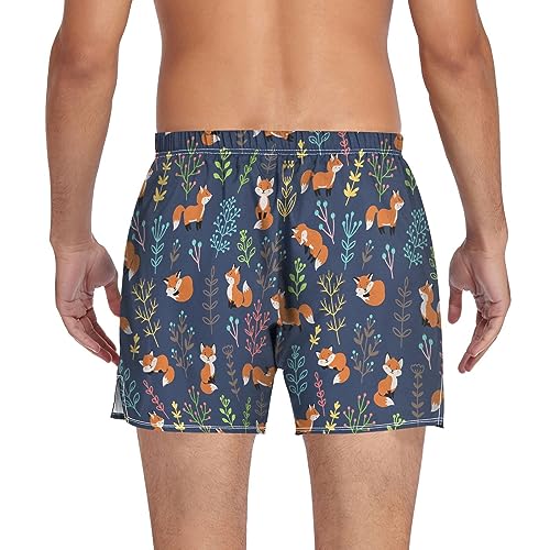 Men's Boxer Shorts Underwear Briefs Casual Boxer Breathable Soft Cartoon Funny Foxes Branches Small2