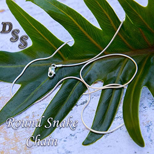 DSS 925 Sterling Silver Necklace for Women, Round Snake Chain 1mm, Lobster Claw Clasps, Sterling Silver Chain, Italian Jewelry for Women, 16in - 30in2