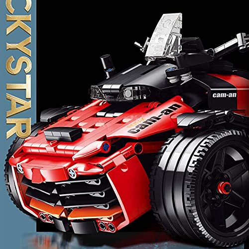 FYHCY Technik Mechanical Rennwagen Motorrad Modell, 903+ Klemmbausteine Dreirädriges Motorrad Supermotorrad Kompatibel… – Bild 3
