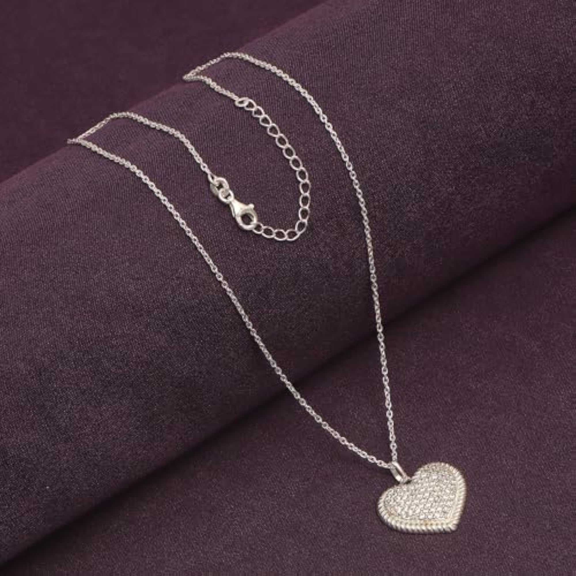 Women's 925 Sterling Silver Heart Necklace with Gold & Rose Gold Plating
