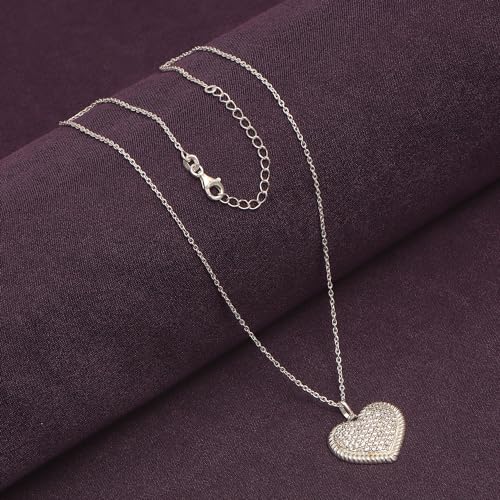 Image of LeCalla 925 Sterling Silver Heart Necklace for Women | 14K Gold & Rose-Gold Plated Love Heart Pendant Necklaces | Romantic, Inspirational Pendant Jewelry Gifts for Wife, Mom, Girlfriend