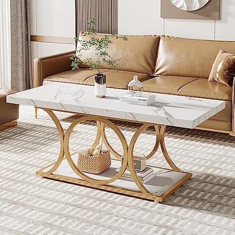 Tribesigns Modern Rectangle Coffee Table with Storage Cover