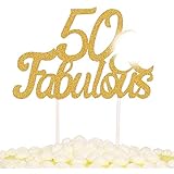 palasasa Gold Glitter 50 & Fabulous Cake Topper, Wedding, Birthday, Anniversary, Party Cupcake Topper Decoration