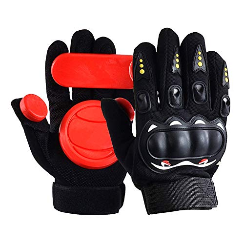 Profession Skateboard Gloves, Standard Longboard Downhill Sliding Gloves, Impact Wrist Guard Protective Gear Wristsavers for Skating Skateboard Skiing Snowboard Multi Sport Protection (Red 3 Slider)