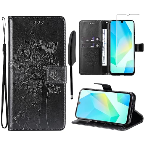 Oududianzi Samsung Galaxy A16 Schwarz Leder Klapphülle