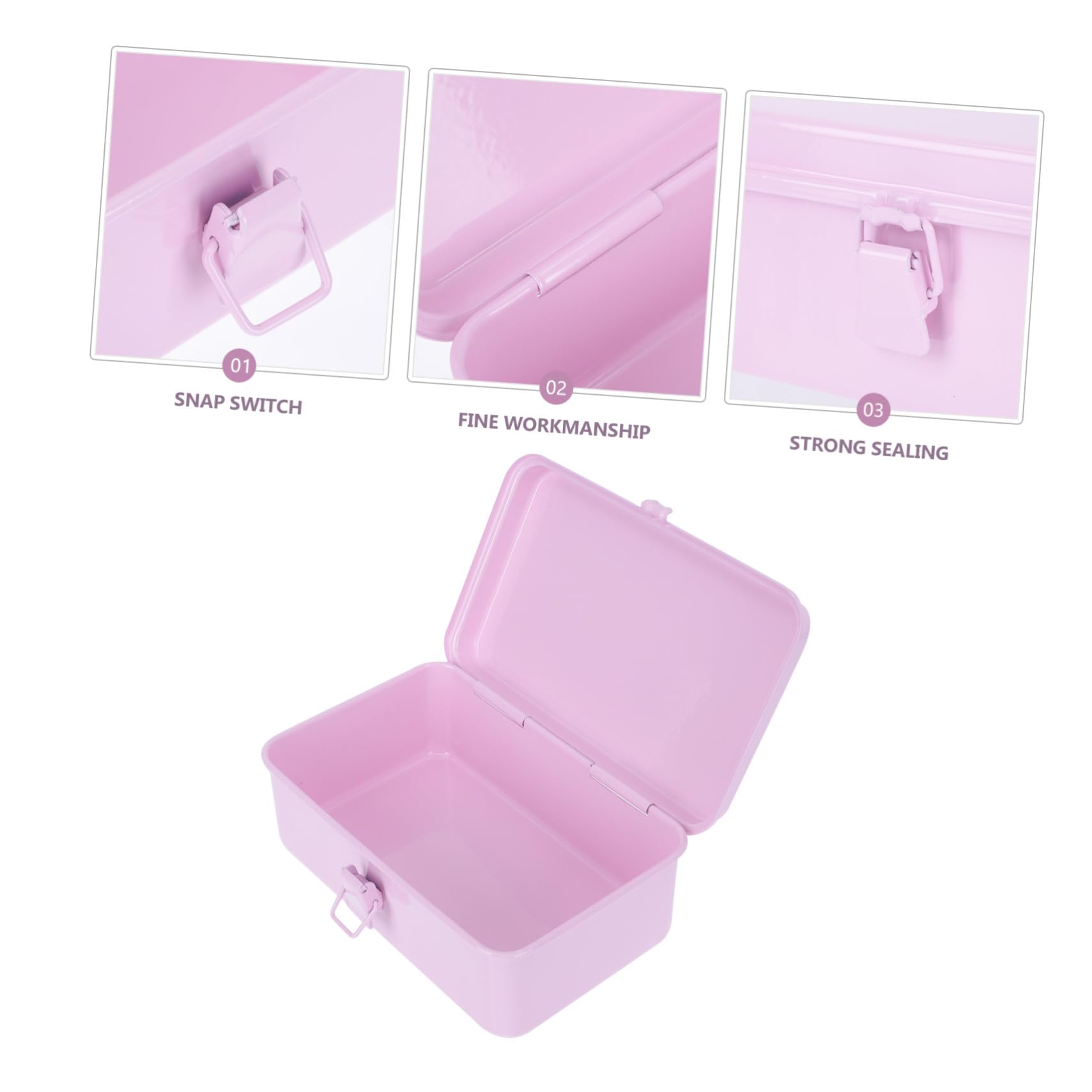 POPETPOP Caja de Almacenamiento de Escritorio Resistente de Hierro Rosa, Organizador Simple Prueba de Golpes para Papelería y Oficina