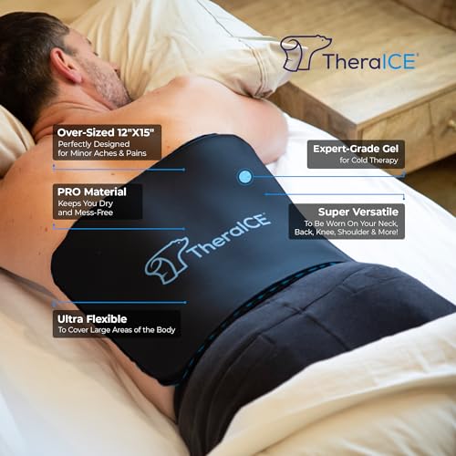 Image of TheraICE PROpack Cold Therapy Reusable Cold Gel Ice Pack - Extra Large 12x15 - Great for Muscular Back Pain, Shoulder, Hip Knee - Oversized Multipurpose Cold Icepack for Minor Aches & Pains