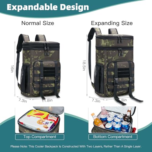 HSHRISH Kühlrucksack 30L erweiterbar auslaufsicher Wandern Camping Strand – Ansicht 2