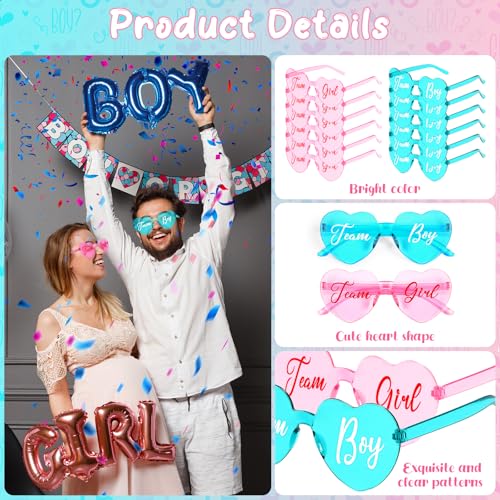 Pibupibu 24 Pcs Gender Reveal Glasses Blue Pink Sunglasses Bulk Team Girl or Boy for Gender Reveal Decor Glasses Party Favors4
