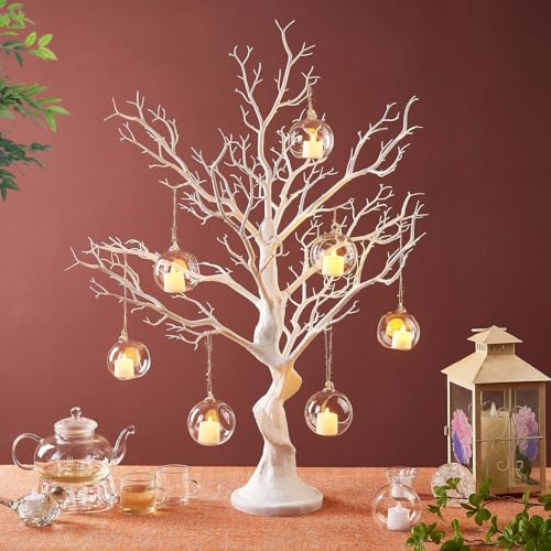Panlaolao 33 Inch White Easter Tree Centerpiece - Spring Wedding Table Decor with Manzanita Branches for Easter, Birthdays, Baby Showers, Valentine's Day | Reusable Holiday Display with Easy Assembly