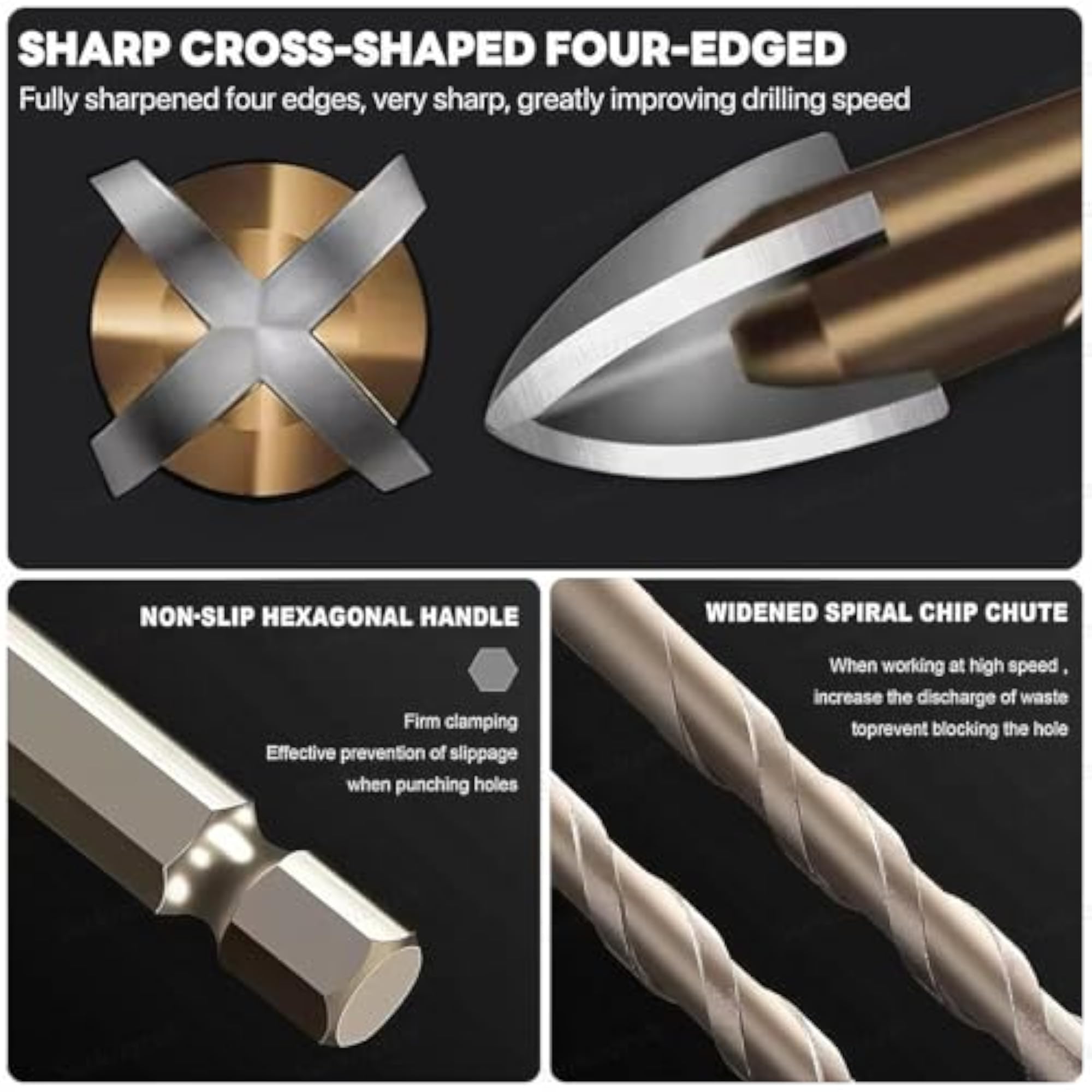8-Pcs Hex Cross Multipurpose Drill Bit Set