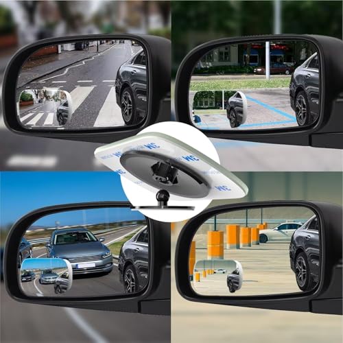 Image of Rectangle Blind Spot Car Mirror Wide Angle Blind Spot Rear Mirror Convex 360 Degree view Blindspot with Frame (2 Pcs) for Car (RECTANGAR)