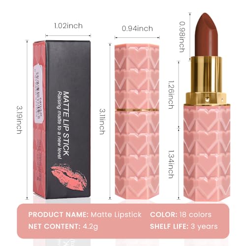 Image of evpct 1Pcs Dark Brown Lipstick, Silky Velvet Matte Lipstick Pack Sets for Women, Long Lasting Smudge Proof Lipstick Lip Stain Makeup Kit matte lipstick 24 hours original N05