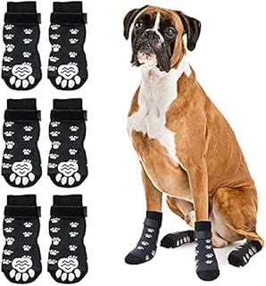 Rypet Anti Slip Dog Socks 3 Pairs - Dog Grip Socks with Straps Traction Control for Indoor on Hardwood Floor Wear, Pet Paw Protector for Small Medium Large Dogs L