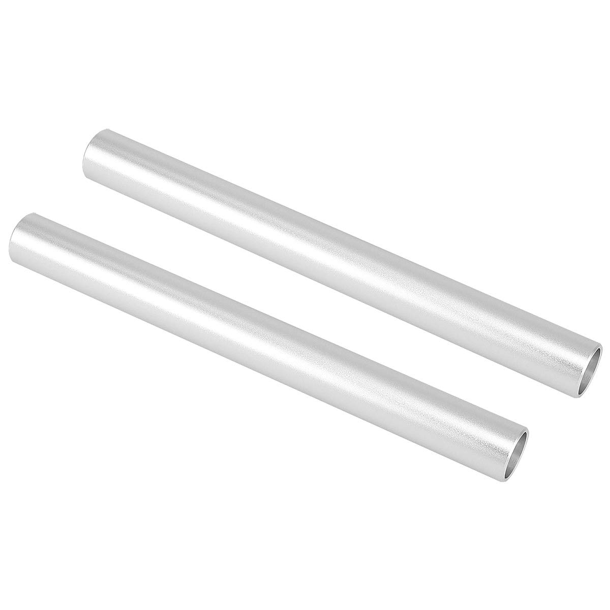 HaogeVA-PR15W 15cm / 5.9 Inch Long Aluminum Alloy Rod 15mm Rods with M12 Thread for Camera Rail Support System Rig Shoulder Pads Monitor Mount Rod Clamp Base Mattebox Follow Focus Silver (Pack of 2)