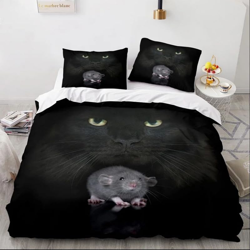 Housse de Couette 140x200 Souris Noire pour Moderniser la Décoration de Chambre
