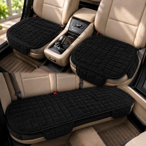 Image of Foam Car Seat Cushion Cover, Convertible Back Seat Extender & Travel Bed, Quilted Padded Seat Protector, Universal Fit for Most Cars, Non-Slip Seat Cushion (3Pcs Black Cover)