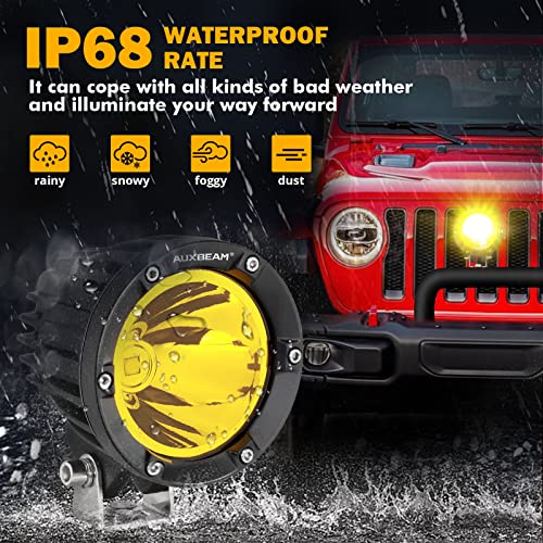 image for Auxbeam 4 Inch 72W Amber Offroad Lights 2PCS 7200LM Round Offroad LED 