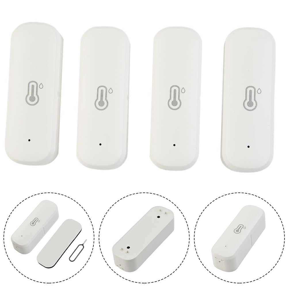 pour Tuya Lot de 4 thermomètres hygromètres WiFi pour intérieur ou extérieur - Sans fil Contrôle de la température et de l'humidité avec alerte d'application à distance