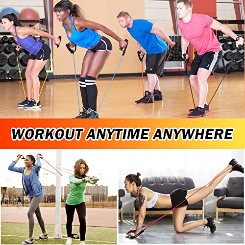 SYOSIN Professional Single Resistance Exercise Band, Non-Slip and Comfortable Handles with Door Anchor, Physical Therapy, Strength Training and Muscle Toning