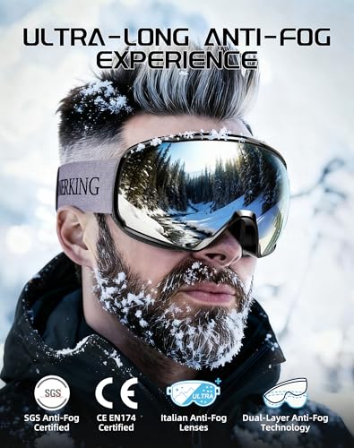 Image of Innerking OTG Ski Goggles, Anti-Fog Snowboard Goggles for Men & Women | SGS-certified anti-fog lenses, OTG over-glasses design, UV protection, and helmet compatibility