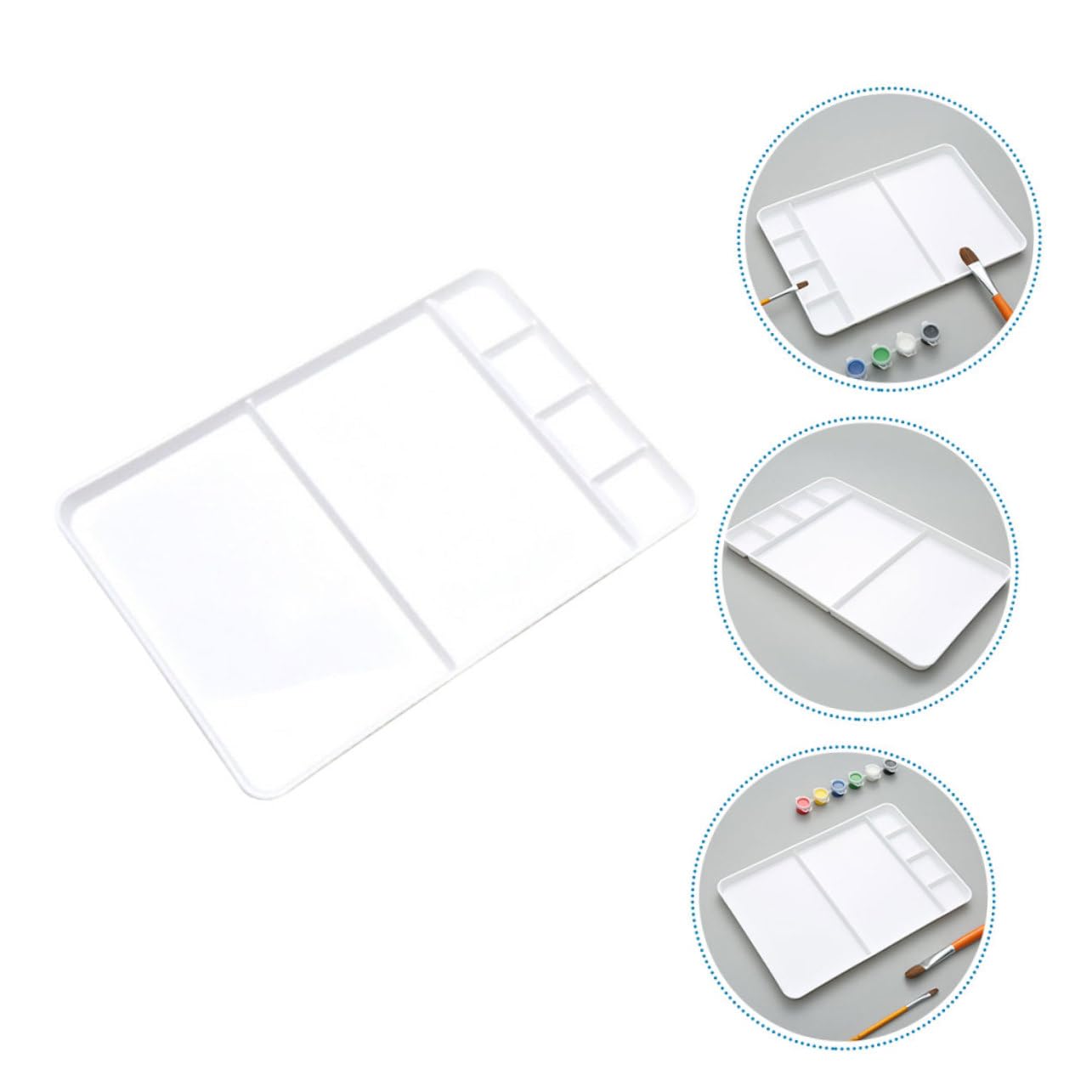 EXCEART Palette de Peinture Blanche en PP Multi-Fonction pour Artistes et Étudiants Surface Lisse et Compartiments Multiples pour Mélanger Les Couleurs