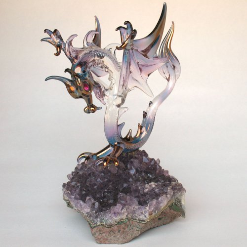 Prochaska Gallery Hand Blown Glass Dragon Winged Figurine #TOP6