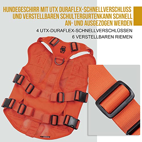 OneTigris No-Pull Hundegeschirr, AIRE MESH Einstellbar Sicherheitsgeschirr Ultra Atmungsaktiv für Große/Mittlere Hunde Brustgeschirr Hundeharness mit 2 Griffe Hundeweste