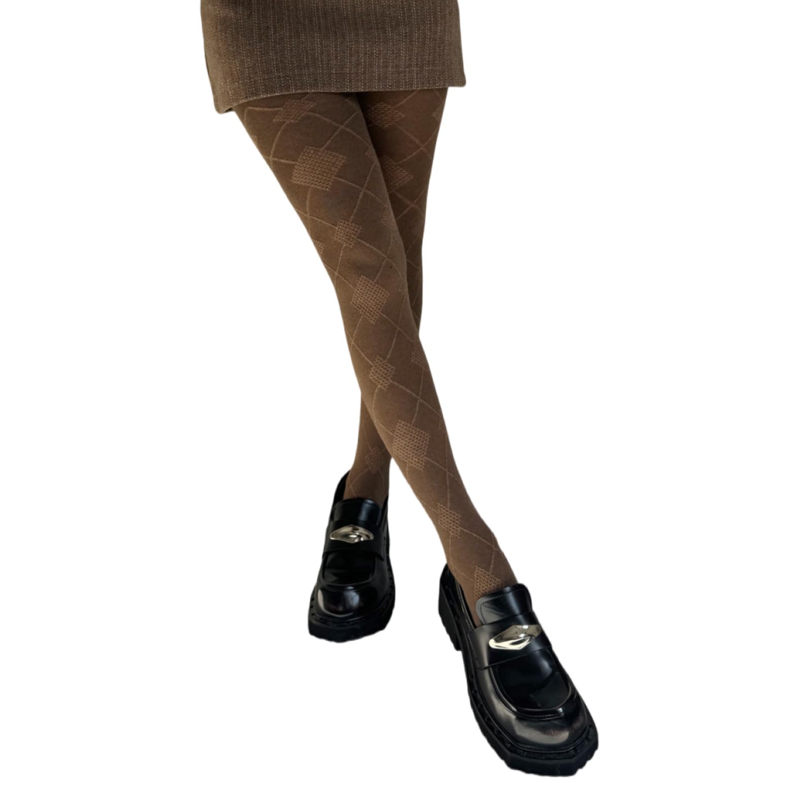 Maxtonser Vintage Argyle Pattern Cotton Tights for Women Breathable Leggings Winter Fall Color Opaque Pantyhose Stockings
