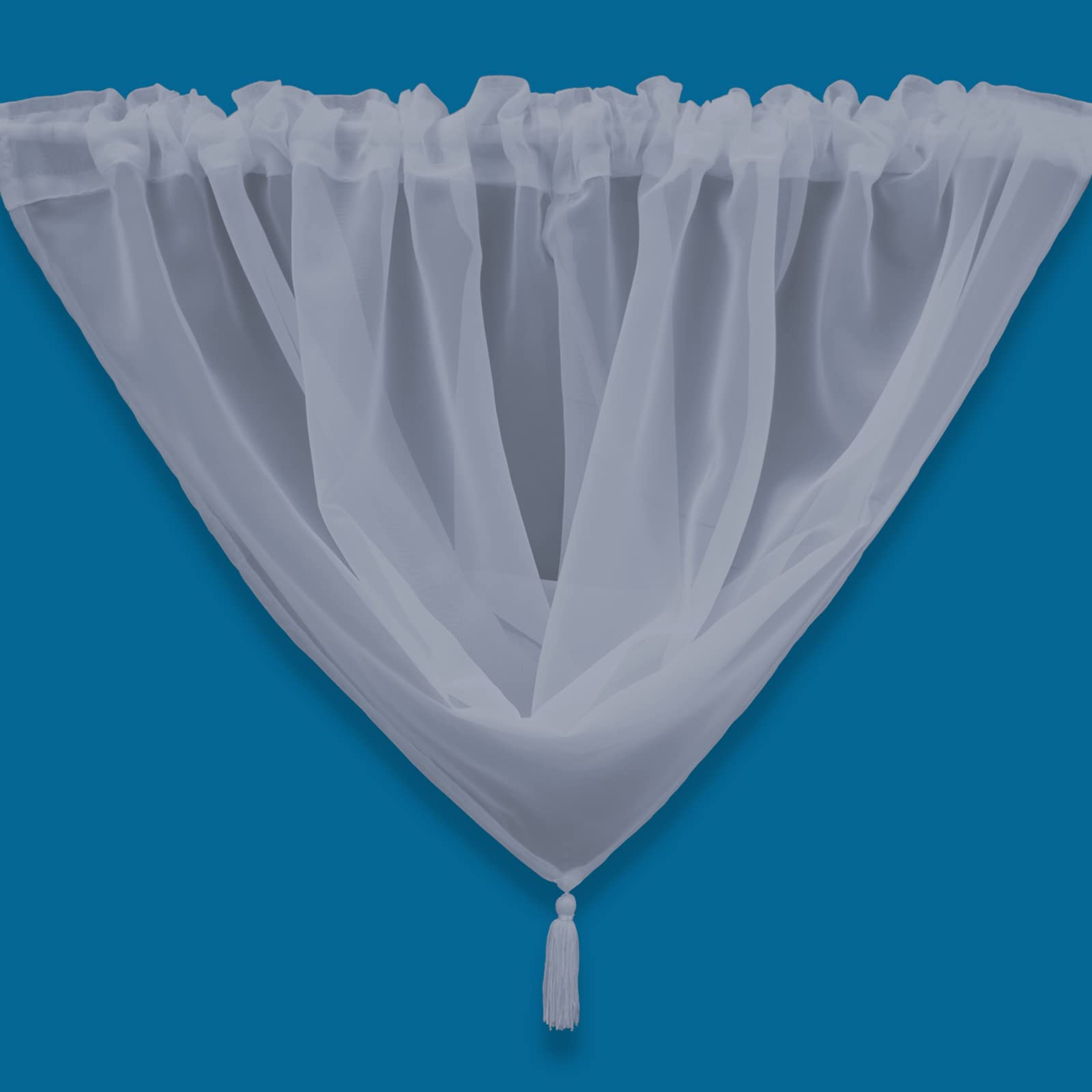 Netcurtainsuk Silver Plain Tasseled Voile Swags Net Curtains Voile Swag Valance Pelmet (Silver)