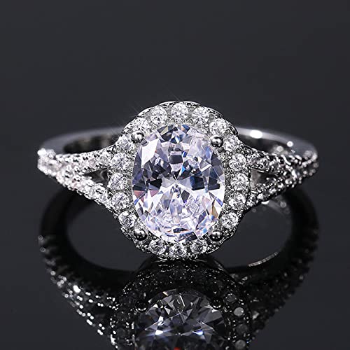 925 Sterling Silver Plated Oval Shaped Cubic Zirconia CZ Halo Engagement Wedding Ring for Women4
