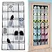 24 Grandes Blanc Poches Range-Chaussures à Suspendre sur Porte, 50 x160 cm Rangement Chaussures de Porte avec 4 Crochets